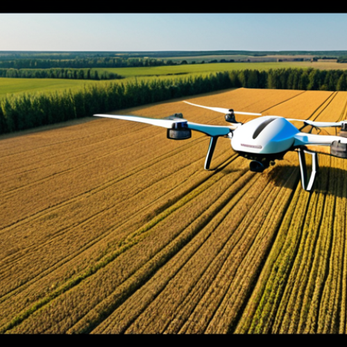 Home 6 **Prompt:** "A vast, vibrant agricultural field under a clear sky in a Russian rural landscape. A sleek, futuristic agricultural drone equipped with multispectral cameras and precise spraying nozzles is actively flying over a section of the field, performing targeted operations. Subtle digital overlays or holographic projections indicate areas requiring attention, moisture levels, and early signs of pest infestation, illustrating data-driven precision farming. In the background, a modern, minimalist farm building suggests a high-tech control center. The image conveys efficiency, technological advancement, and a bird's-eye view of smart agriculture. Wide shot, golden hour lighting, sharp focus, high detail."