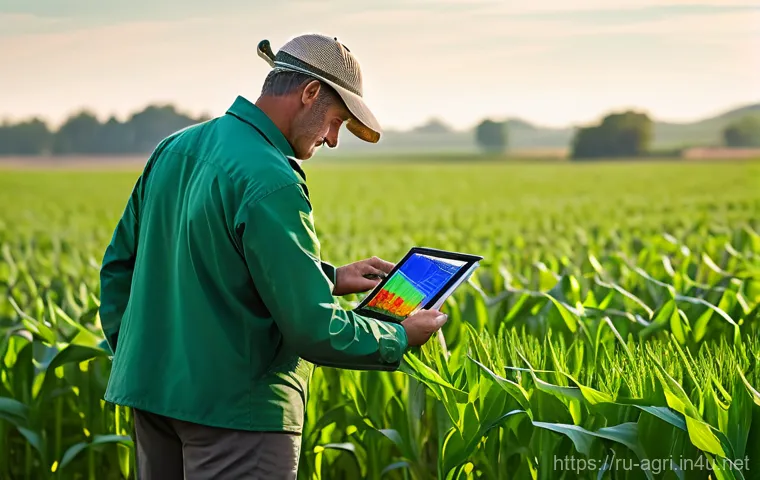 농업 AI 기반 영농일지 관리 - **Prompt:** A modern, innovative farmer (male, mid-40s, with a friendly expression, wearing a clean,...