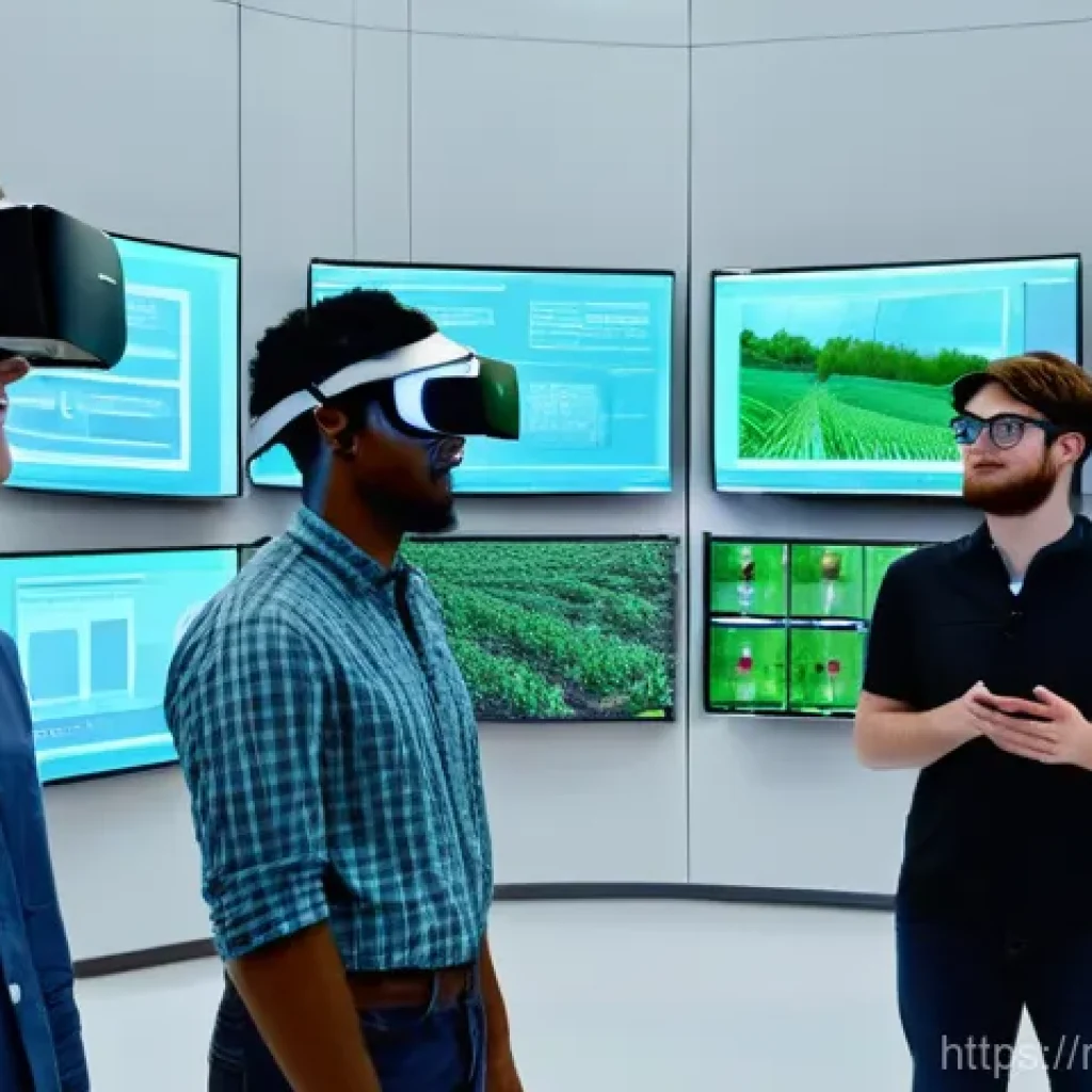 농업 교육 혁신 사례 - **Prompt:** A dynamic, wide shot of a young, diverse group of university students (ages 18-25) in a ...