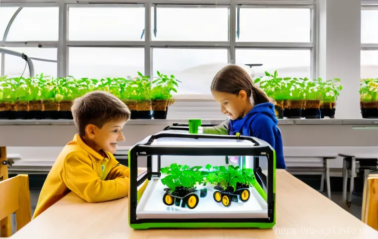 농업 교육 혁신 사례 - **Prompt:** A vibrant, close-up shot of a "digital agronomist," a young woman (25-35 years old) stan...