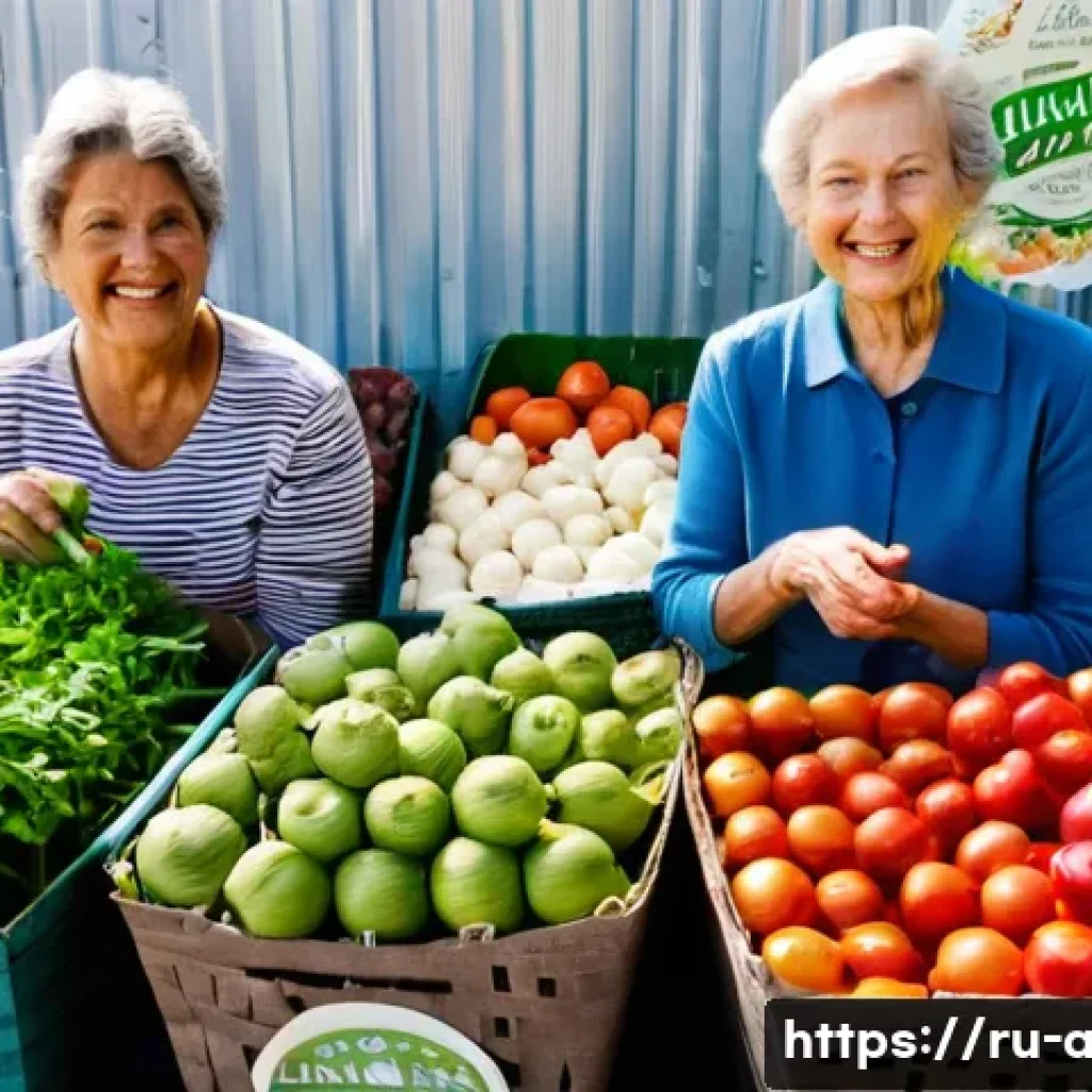 농업 환경 친화적 포장재 - **Prompt:** A bustling, sunlit farmer's market in a picturesque Russian village. Various fresh, ripe...