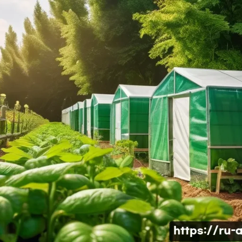 작물 보호제 종류 - A detailed and realistic garden scene showing a small organic farm during early morning light, with ...