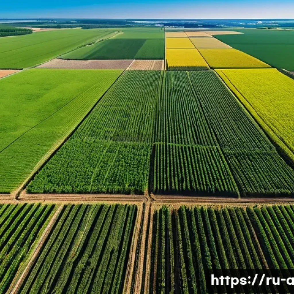 농업 유통 최적화 기술 - A high-tech agricultural field scene showing drones flying over large crop fields in rural Russia du...