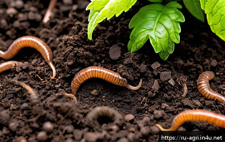 토양학 기본 개념 - A detailed close-up of fertile garden soil with a dark, crumbly texture, rich in organic matter and ...